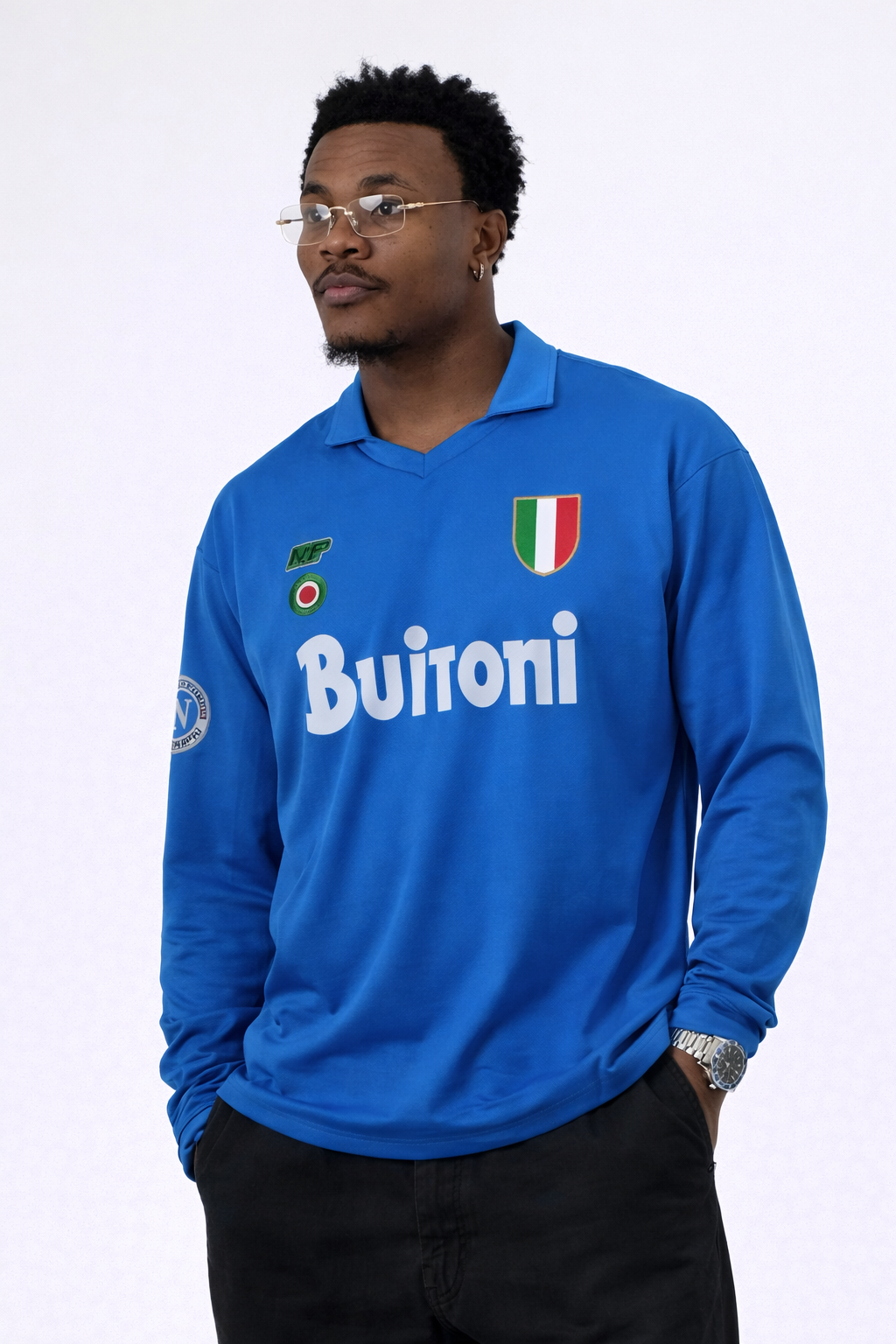 Retro Long Sleeve Napoli 87/88 Home Jersey