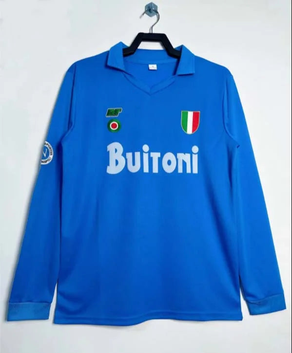 Retro Long Sleeve Napoli 87/88 Home Jersey